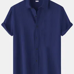 Metronaut Men Standard Regular Fit Spread Collar Textured Elastane Casual Shirt-picture-34