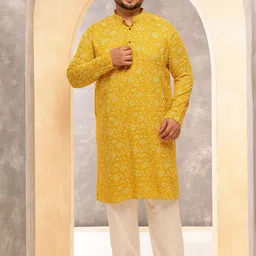 SOJANYA PLUS Floral Printed Band Collar Straight Kurta With Pyjama-picture-33