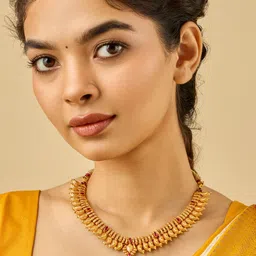 Kushal's Fashion Jewellery 92.5 Pure Silver Gold-Plated Stone Studded Temple Necklace-picture-49