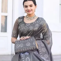 Florence Embroidered Saree With An Unstitched Blouse Piece-image-0