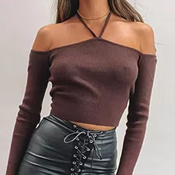 StyleCast x Revolte Women Solid Halter Neck Cotton Top-picture-13