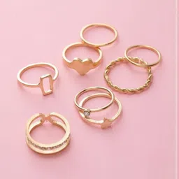 DressBerry Set Of 8 Gold-Plated Finger Rings image 4