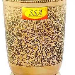 shivshakti arts Embossed Engraved Design 100% Pure Brass Jug / Pitcher, With 6 Glasses Set | Drinkware Set - 2020 Gift Item Jug Glass Set image 4