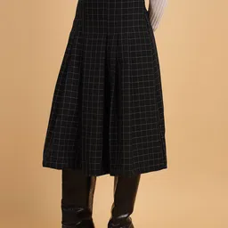 Sands of India Women Pleated A-Line Checked Skirt image 3