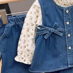 Xsole Girls Floral Printed Round Neck Top With Trouser And Jacket image 2