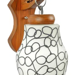 1ST TIME Black & White Printed Wood Contemporary Abstract Shaped Shaped Wall Lamp image 3