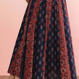 anayna Ethnic Printed Cotton Flared Maxi Skirts image 2