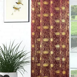 GEET CREATIONS Violet & Gold-Toned Floral Room Darkening Velvet Long Door Curtain-picture-33