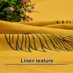 THE LINEN COMPANY Mustard & Blue Set of 2 Floral Sheer Long Door Curtain image 5