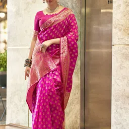 KALINI Ethnic Motifs Woven Design Zari Banarasi Saree-picture-16