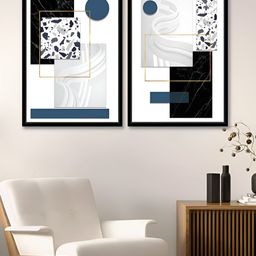 Myntra Elegant Homes Montreal White & Black 2 Piece Abstract Printed Canvas Wall Art-picture-19