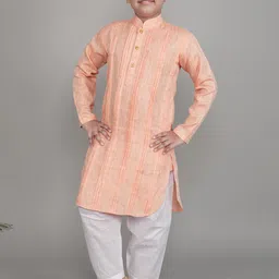 Little Clothings Boys Regular Linen Kurta with Pyjamas image 1