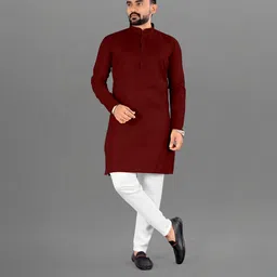 Attigo Maroon Cotton Blend Kurta Sets-picture-15