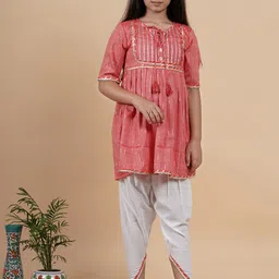 TUNIYA Girls Printed Regular Kurta with Dhoti Pants-picture-15