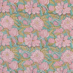 HANDICRAFT PALACE 6Pcs Green & Pink Floral Block Printed Cotton Dinner Table Napkins image 4