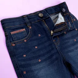 KiddoPanti Girls Regular Fit High-Rise Highly Distressed Light Fade Embellished Stretchable Jeans image 5