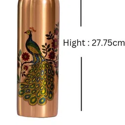 brijaza 950 ml Copper Bottle With Drinking Glass image 5