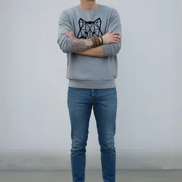 Moda Rapido Men Grey Melange Graphic Printed Sweatshirts-picture-11