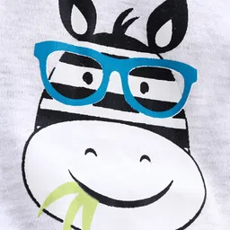 Babyhug Half Sleeves Front Open Vest Giraffe Print - Grey Green image 3