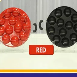 silvester The Real Gold Non-Stick Combo 12 Hot Cavity Appam, Appe, Paniyarakkal, Paddu Maker Appam Patra (Red) Paniarakkal Set with Lid 1 L capacity 23 cm diameter image 2