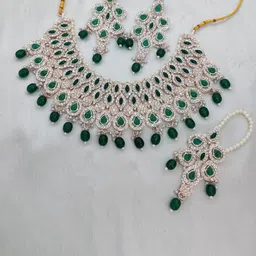 Gyaan Jewels Gold-Plated Stone-Studded & Beaded Jewellery Set-picture-12