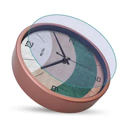OLIVE TREE Copper-Toned & Black Printed Contemporary Round Shaped Analogue Table Clock image 2