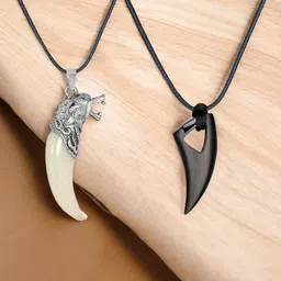 Roadster Men Combo of 2 Geometric Pendants with Chains-picture-25