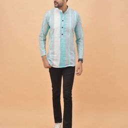 Anouk Rustic Men Striped Daily Cotton Straight Short Kurta-picture-19
