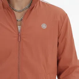 glitchez Mock Collar Side-Striped Bomber Jacket image 2