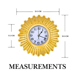 Myntra Elegant Homes Gold-Toned & White Textured Contemporary Wall Clock image 5