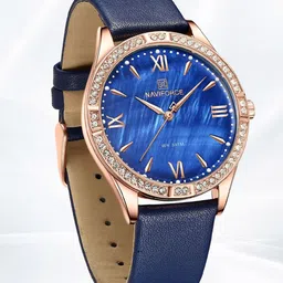 Naviforce Women Brass Embellished Dial & Leather Straps Analogue Watch NF5038 RGD.BE-picture-10