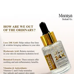 Manisa Beaute Co. 24K Gold Serum with 2% Hyaluronic Acid & Plant Collagen image 3