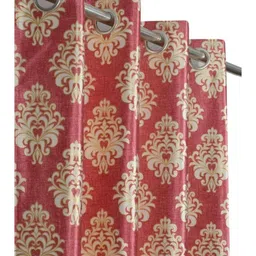 UrbanArts Pink & Beige Set of 2 Ethnic Motifs Room Darkening Long Door Curtain image 3