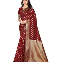 KALINI Woven Design Zari Silk Blend Kanjeevaram Saree-picture-14