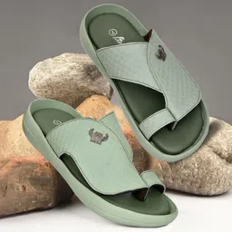 REAL BLISS FOOTWEAR Men Green One Toe Synthetic Leather Comfort Sandals-image-41