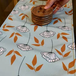 Akira Furnishings Green & White Printed Modern Dandelion Dinning Table Runner-picture-50