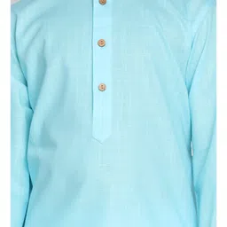 Vastramay Solid Full Sleeves Kurta With Pyjama - Aqua Blue image 5
