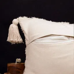 ANWYN Black & Beige 7 Pcs Geometric Textured Jacquard Square Tasselled Cushion Covers image 5