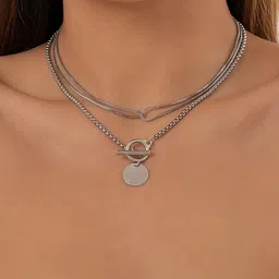 Arzonai Silver-Toned Stainless Steel Necklace-picture-31