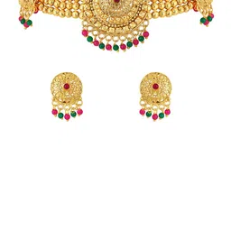 Peora Gold-Plated Beaded & Stones Studded Jewellery Set image 3