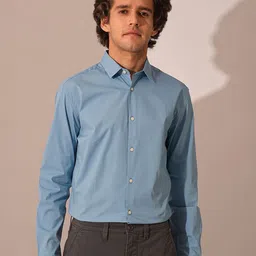 SELECTED Men Spread Collar Solid Cotton Casual Shirt-picture-45