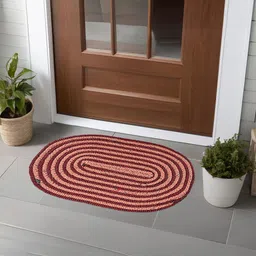 Kuber Industries Brown & Maroon 4 Pieces AntiSlip Textured Cotton Doormats-picture-35