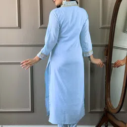 DHRUVIL IMPEX Women Ethnic Motifs Embroidered Regular Kurta with Trousers & With Dupatta image 5