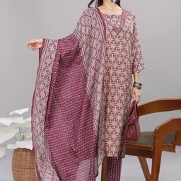 BulBul Women Ethnic Motifs Printed Regular Kurti with Palazzos & With Dupatta image 4