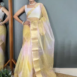 HERE&NOW Zari Organza Kanjeevaram Saree-picture-27