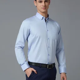 Reid & Taylor Men India Slim Fit Spread Collar Solid Cotton Formal Shirt-picture-24