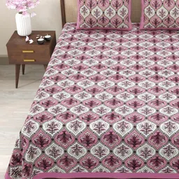 Myntra Elegant Homes Pink & White Printed 180 TC Cotton King Bedsheet Set 2.75 m x 2.25 m-picture-26