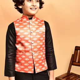 PRINTCULTR Boys Printed Satin Nehru Jackets image 1