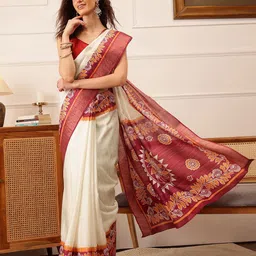 Silk Land Ethnic motifs Printed Saree image 1