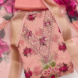 BlissFlair Pure Cotton Unstitched Dress Material image 2